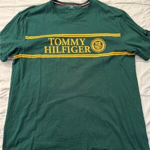 Tommy Hilfiger Green and Yellow Logo T-Shirt